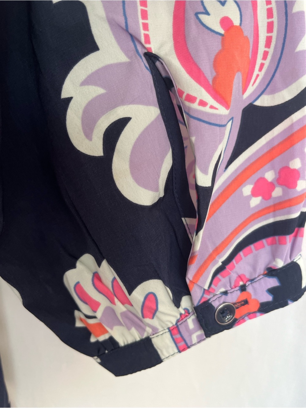 Gap Navy Purple Paisley 3/4 Sleeve Shift Tunic Dress with Pockets Large - Picture 6 of 11
